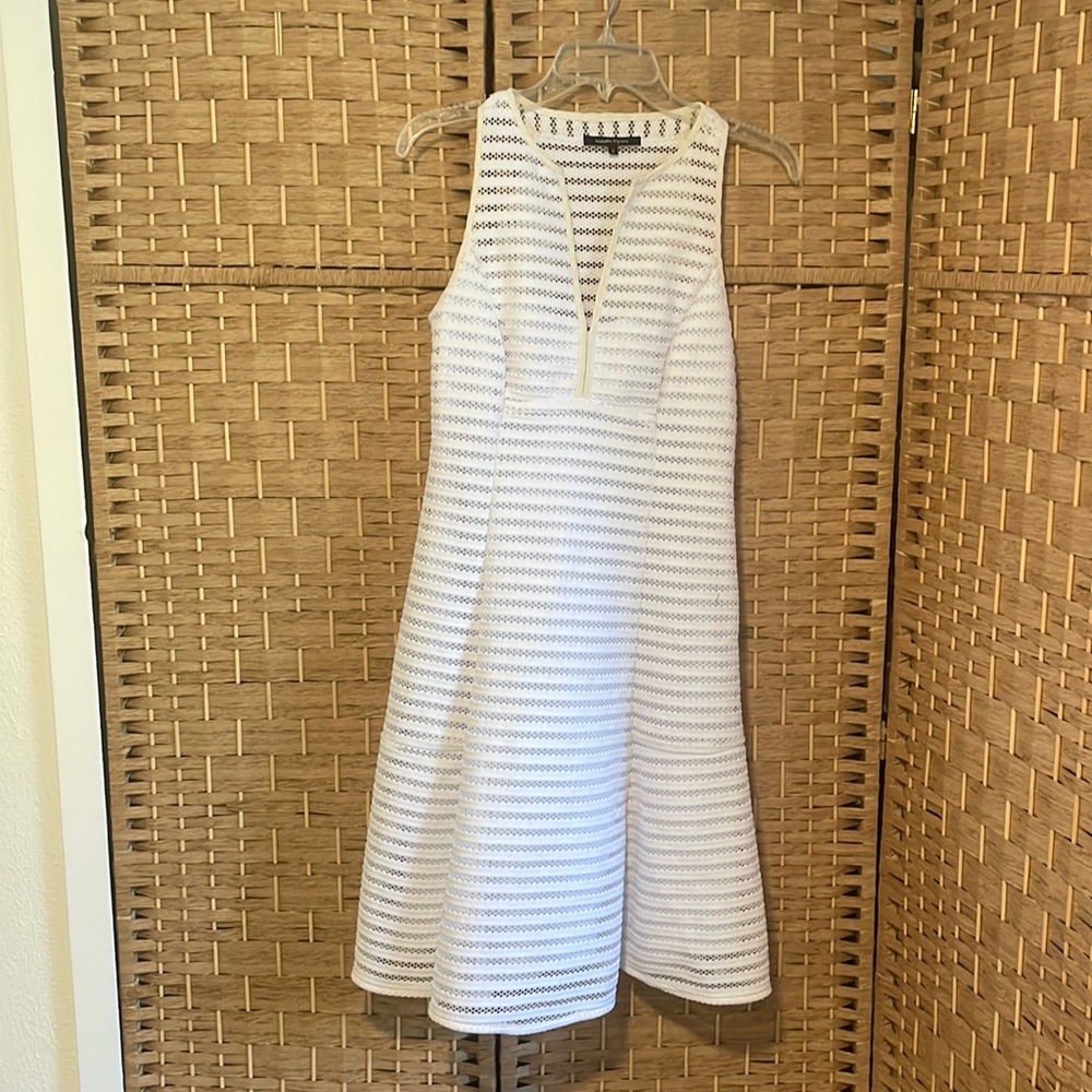 White Mini Dot Cut-Out Dress with Liner